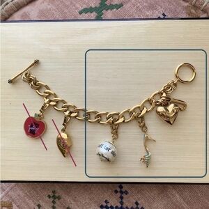 Juicy Couture Gold Charm Bracelet with Colorful Accents